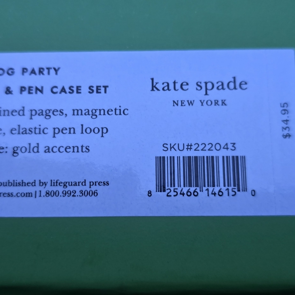 KATE SPADE DOG PARTY JOURNAL + PEN CASE SET:NWT
